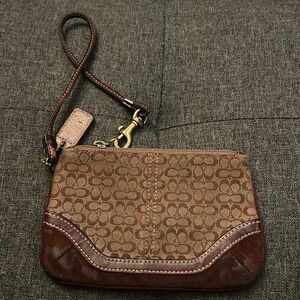 Coach Burgundy Suede Wristlet